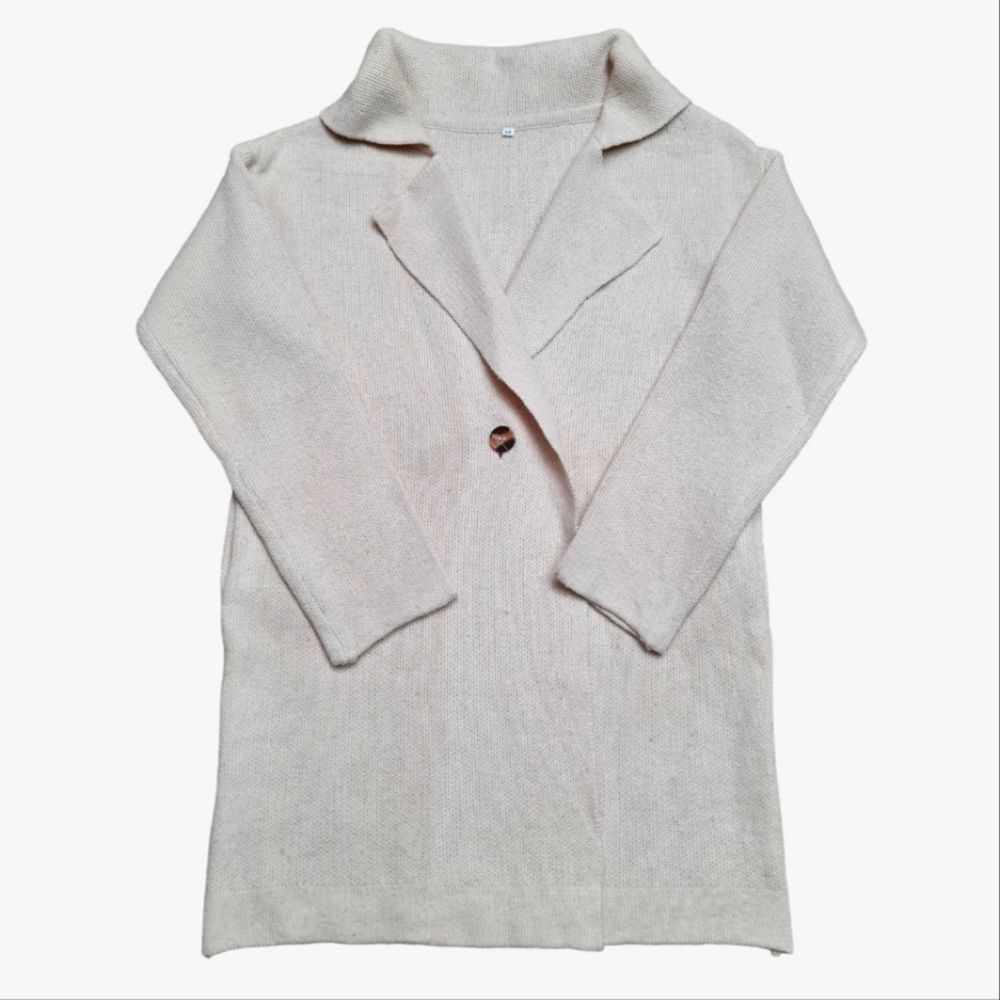 Fashion Sweater Knit Coat Single Button  Oatmeal Cream Women's Size M